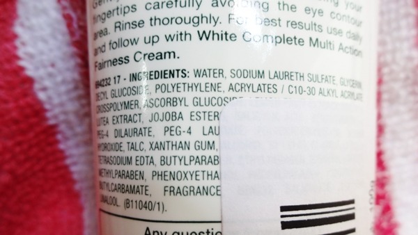 Garnier White Complete Fairness Scrub ingredients Image