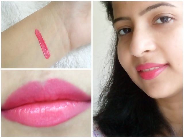 Rimmel Apocalips Lip Lacquer Stellar swatch on face