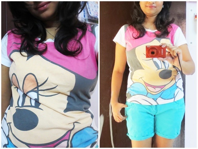 Minnie Print T-shirt with Shorts Outfit