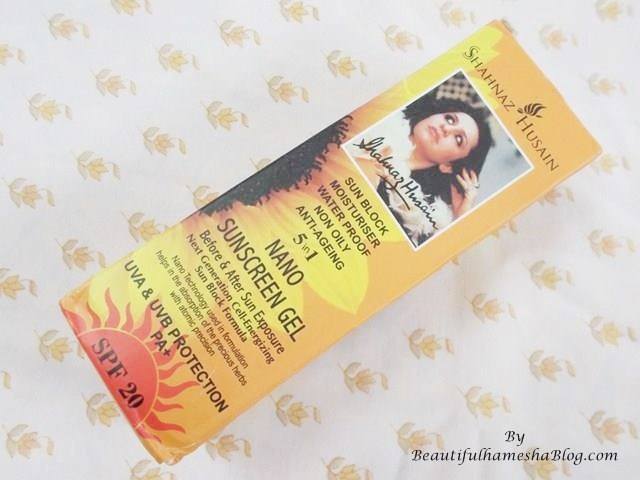 Shahnaz Husain Nano Sunscreen Gel SPF 20 packaging 1