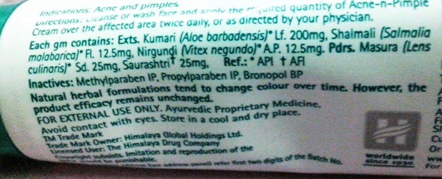 ingredients, Himalaya Herbals Acne-n-Pimple Cream Review