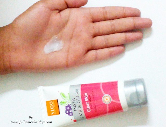 swatch, VLCC Insta Fair & Glow Clear Skin Face Wash Review