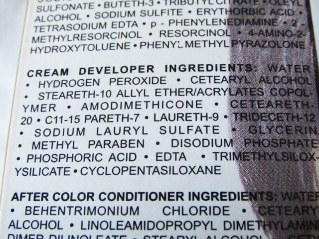 ingredients 2, Revlon ColorSilk 3DB Deep Burgundy Hair Dye Review