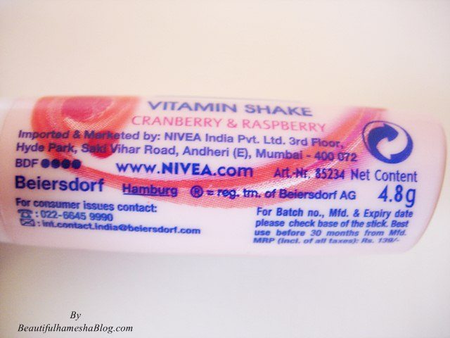Nivea Vitamin Shake Cranberry & Raspberry Lip Balm pack