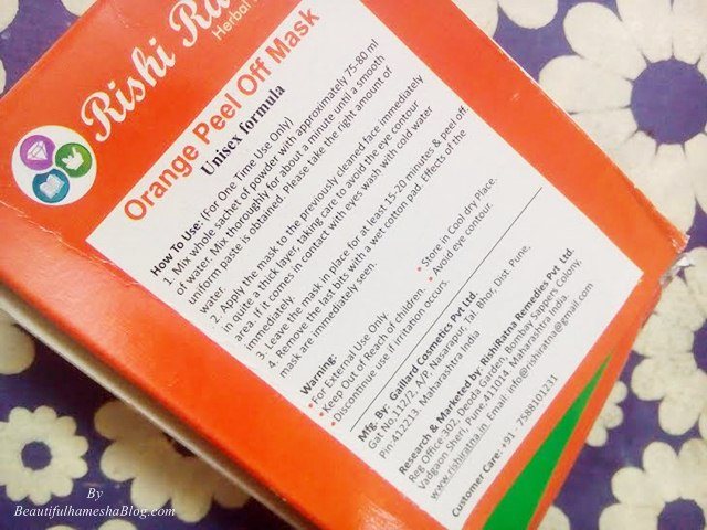 Rishi Ratna Orange Peel Off Mask direction for use