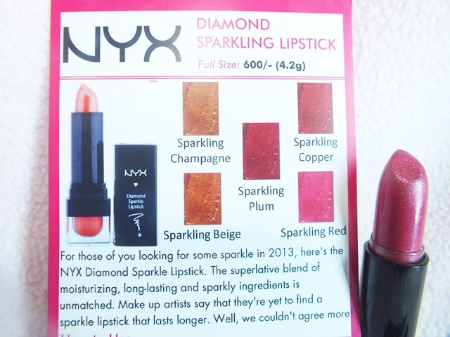 NYX Diamond Sparkle Lipstick Shade card