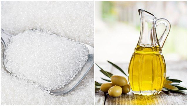 sugar and olive oil to Get Rid of Dry Scalp