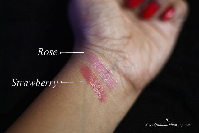 VLCC Lovable Lips Strawberry and Rose Lip Balm swatch