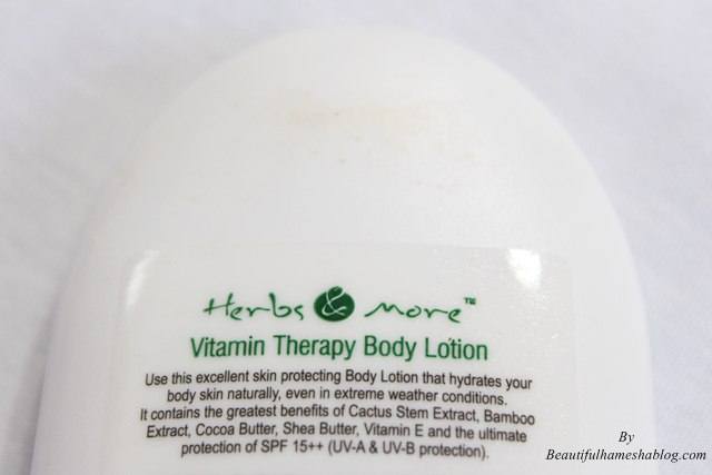 Herbs & More Body Lotion claims