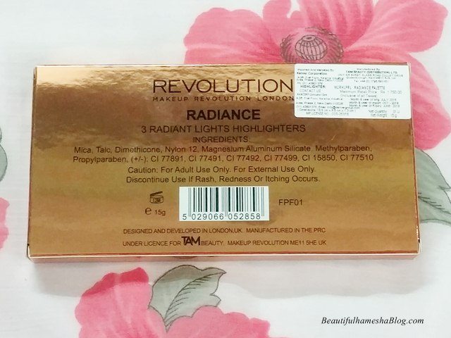 Makeup Revolution Radiance Radiant Lights Highlighter Palette ingredients