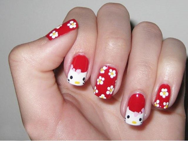 Hello Kitty Nail Art Designs, nail art pics, nail arts images