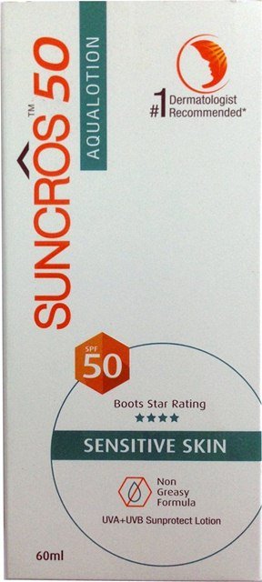 Best Sunscreens in India - Suncros 50 Aqualotion SPF 50 For Sensitive Skin, Best sunscreen, sunscreen, sunscreens for all skin types