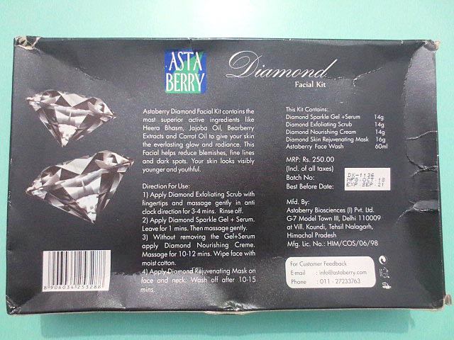 Astaberry Diamond Facial packaging, Astaberry Diamond Facial Kit, Astaberry Facial Kit, Diamond Facial Kit, Facial Kit, Natural facial kit, Facial