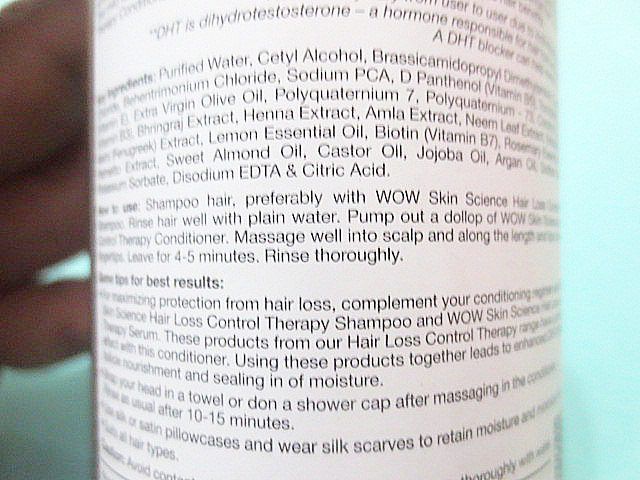 WOW Hair Loss Control Therapy Conditioner ingredients, WOW Skin Science Hair Loss Control Therapy Conditioner, Conditioner for all hair types, Hair loss control conditioner, Conditioner to control hair loss, Conditioner with DHT blockers, Hair Conditioner, Paraben free conditioner, Sulphate free conditioner, Conditioner