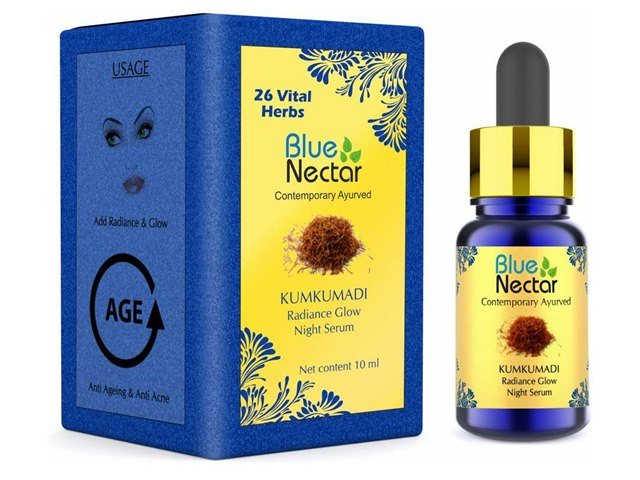 Blue Nectar Kumkumadi Ayurvedic Radiance Glow Night Serum, Skin Lightening Serum, Skin whitening serum, Face Serum, Serum for glowing skin, Serum for radiant skin