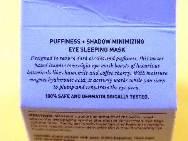 Dot & Key Puffiness + Shadow Minimizing Under Eye Sleeping Mask claims 1, Eye Care, Under eye care, Eye care tips, Under eye cream, Under eye mask