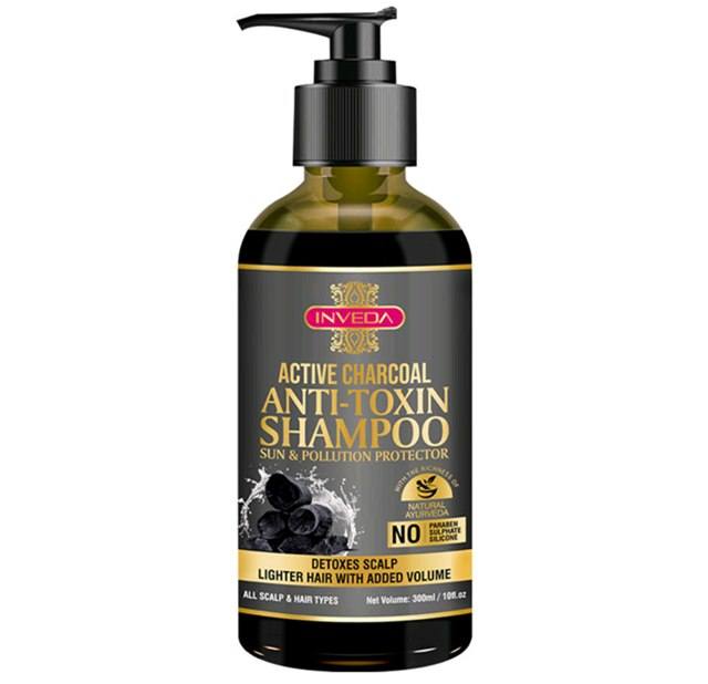 Inveda Active Charcoal Anti-Toxin Shampoo, Activated charcoal shampoo, Detoxifying shampoo, Deep cleansing shampoo, Charcoal hair cleanser