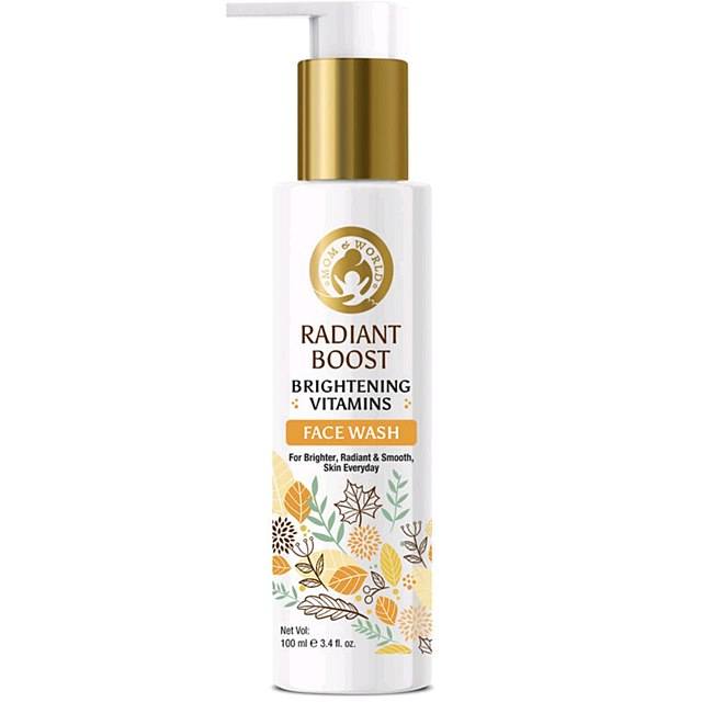 Mom & World Radiant Boost Brightening Vitamins Face Wash, Skin brightening facial cleanser, Fairness face wash, Skin lightening face wash, Skin whitening face wash